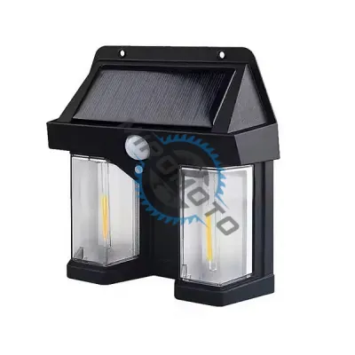 Lampa solara de perete cu senzor de miscare, 18W, 2 becuri Led, IP65, Acumulator 3.7v Lampa solara de perete cu senzor de miscare, 18W, 2 becuri Led, IP65, Acumulator 3.7v