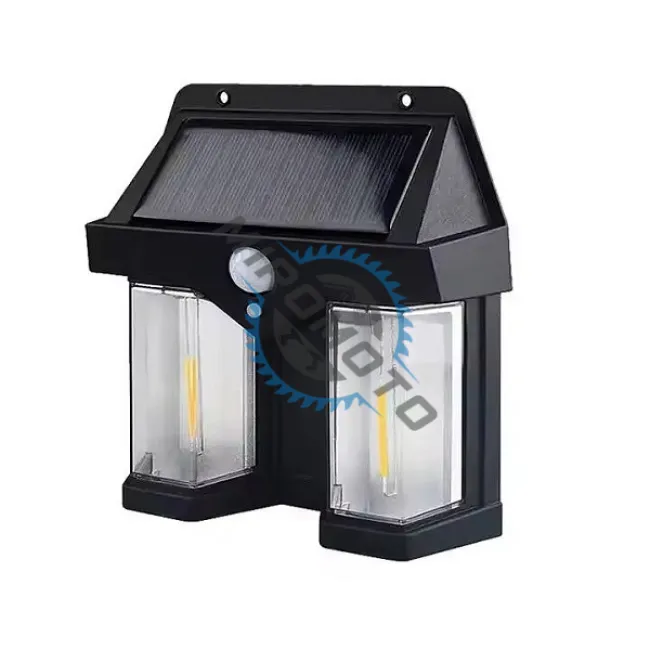 Lampa solara de perete cu senzor de miscare, 18W, 2 becuri Led, IP65, Acumulator 3.7v