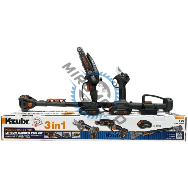 Set foarfeca gradina si mini drujba, cu brat 2m telescopic, Kzubr K10034, 2 acumulatori 21 V, 2 Ah Set foarfeca gradina si mini drujba, cu brat 2m telescopic, Kzubr K10034, 2 acumulatori 21 V, 2 Ah