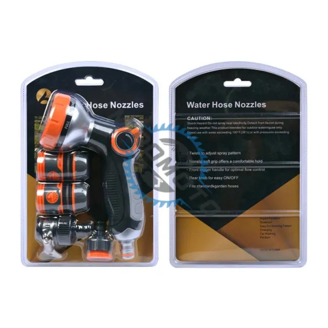 Set pistol pentru stropit, cu 8 functii, reglabil, 5 piese, ergonomic, pentru udat/stropit, plastic, Negru/Portocaliu Set pistol pentru stropit, cu 8 functii, reglabil, 5 piese, ergonomic, pentru udat/stropit, plastic, Negru/Portocaliu
