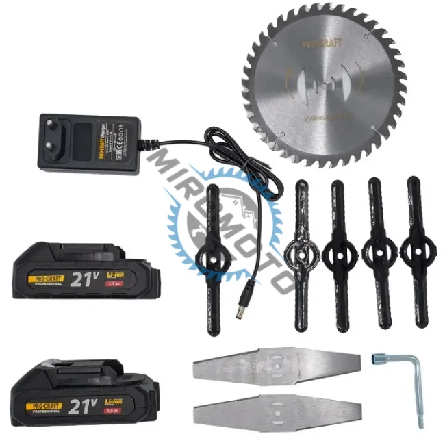 Trimmer electric Procraft PTA-24, 21v, 1.5ah, 2 acumulatori, 1 incarcator, 1 disc metalic, 2 cutite metalice, 5 lame plastic, 10000RPM, diametru taiere 150 mm Trimmer electric Procraft PTA-24, 21v, 1.5ah, 2 acumulatori, 1 incarcator, 1 disc metalic, 2 cutite metalice, 5 lame plastic, 10000RPM, diametru taiere 150 mm