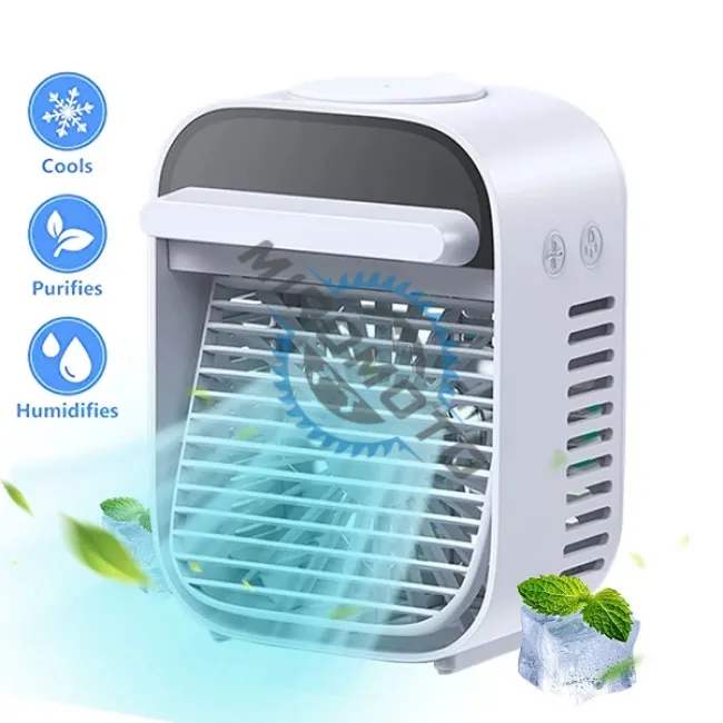 Ventilator portabil, ac cooler, 3 trepte viteza, 7.5W, umidificare, rezervor 180ml Ventilator portabil, ac cooler, 3 trepte viteza, 7.5W, umidificare, rezervor 180ml