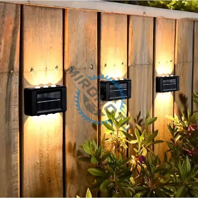 Lampa solara de perete, buton on-off, lumina calda, ip65, 6 led-uri, unghi 120 grade, 25 lumeni Lampa solara de perete, buton on-off, lumina calda, ip65, 6 led-uri, unghi 120 grade, 25 lumeni