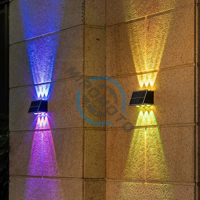 Lampa solara de perete, lumina rgb, 5 moduri de lumina, 8 led-uri, 2,2w, 1500mah, ip65