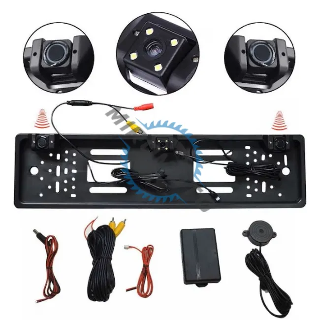 Suport numar auto cu camera video marsarier, IR, unghi filmare 170 grade + senzori de parcare, negru Suport numar auto cu camera video marsarier, IR, unghi filmare 170 grade + senzori de parcare, negru
