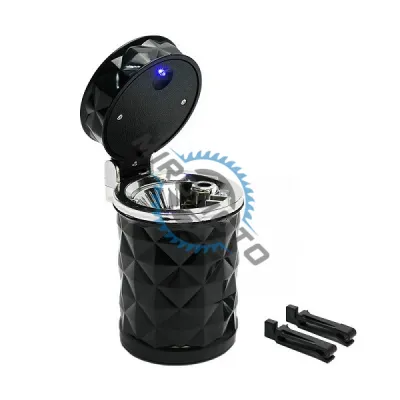 Scrumieră auto LED, cu opțiune de prindere pe grila de ventilație sau în suportul de pahar Scrumieră auto LED, cu opțiune de prindere pe grila de ventilație sau în suportul de pahar