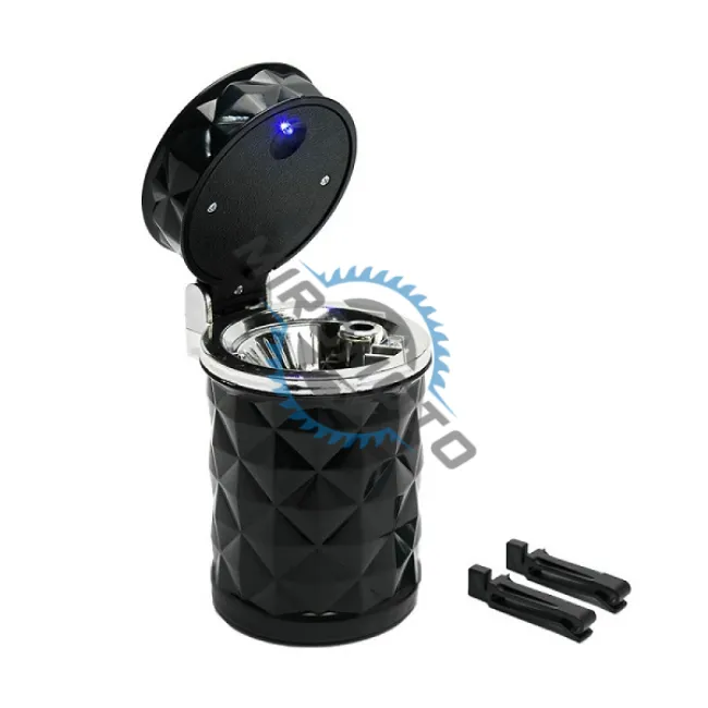 Scrumieră auto LED, cu opțiune de prindere pe grila de ventilație sau în suportul de pahar Scrumieră auto LED, cu opțiune de prindere pe grila de ventilație sau în suportul de pahar
