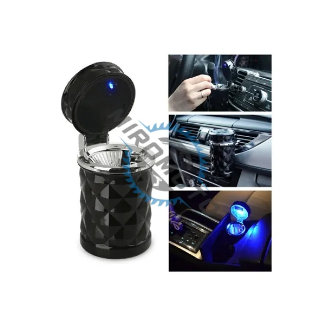 Scrumieră auto LED, cu opțiune de prindere pe grila de ventilație sau în suportul de pahar Scrumieră auto LED, cu opțiune de prindere pe grila de ventilație sau în suportul de pahar