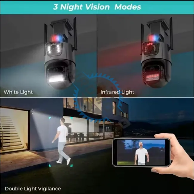Camera de supraveghere lentila dubla 6 MP, P2P conexiune WIFI 2.4G, rotire 360 grade PTZ cu senzor de miscare, alarma, detectie umana si aplicatie iCSee Camera de supraveghere lentila dubla 6 MP, P2P conexiune WIFI 2.4G, rotire 360 grade PTZ cu senzor de miscare, alarma, detectie umana si aplicatie iCSee