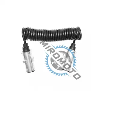Cablu spiral 2.6m cu 2 stechere mama din metal, 7 pini pentru priza auto remorca Cablu spiral 2.6m cu 2 stechere mama din metal, 7 pini pentru priza auto remorca