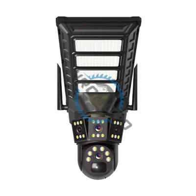 Camera de supraveghere video incorporata cu panou solar si lumina led, conexiune 4G sim slot, 3MP, 2 lentile, rotire 355°, senzor miscare, detectie umana, color night vision, alarma, ip66, microfon Camera de supraveghere video incorporata cu panou solar si lumina led, conexiune 4G sim slot, 3MP, 2 lentile, rotire 355°, senzor miscare, detectie umana, color night vision, alarma, ip66, microfon
