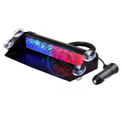 Lampa led stroboscopica cu ventuza, lumina rosu-albastru, 8 leduri, 26.5 x 11 cm, 8W, 12V