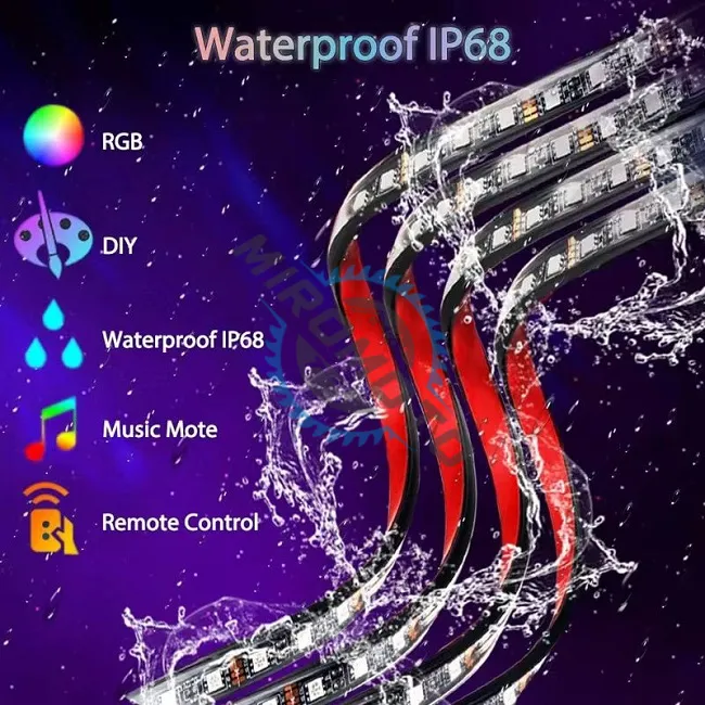 Kit lumini ambientale symphony LED pentru exterior, 120 x 150, rgb, control din aplicatie, telecomanda, ip68, 12v
