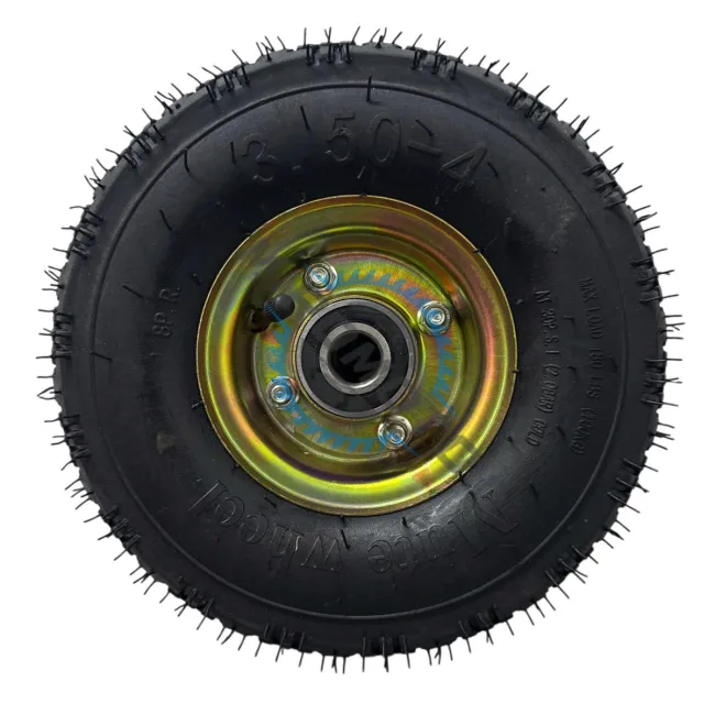Roata Liza carucior janta metal cu rulment 3.50-4 - 2PR, ax 20mm, janta aurie Roata Liza carucior janta metal cu rulment 3.50-4 - 2PR, ax 20mm, janta aurie