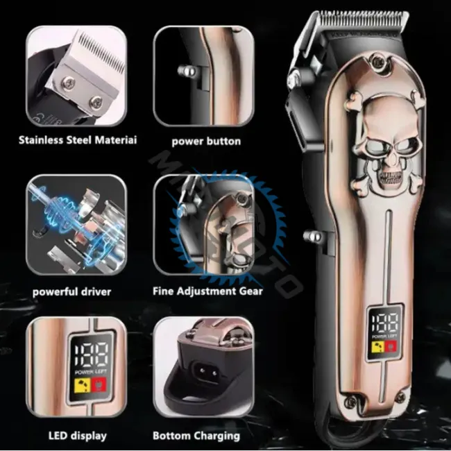 Masina de tuns profesionala, cu acumulator, 5 piepteni, afisaj LED, Wireless, carcasa metalica, 1200mAh, 1-5mm Masina de tuns profesionala, cu acumulator, 5 piepteni, afisaj LED, Wireless, carcasa metalica, 1200mAh, 1-5mm