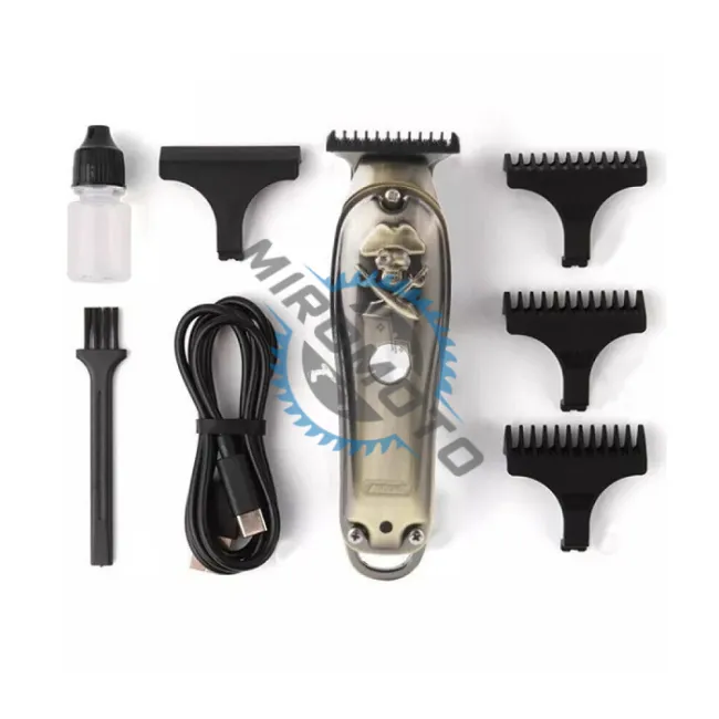 Masina de tuns profesionala, cu acumulator, 6000 rpm, cu 4 piepteni Wireless, 2500mAh, gri Masina de tuns profesionala, cu acumulator, 6000 rpm, cu 4 piepteni Wireless, 2500mAh, gri