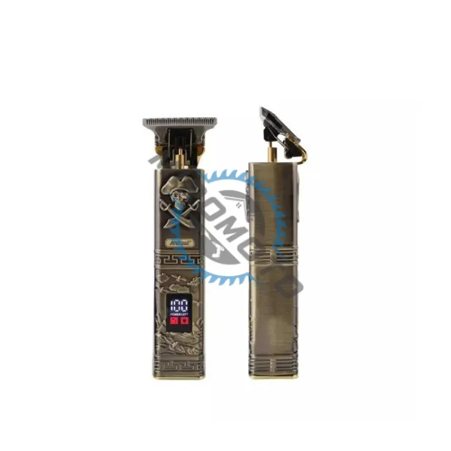 Masina de tuns profesionala, cu acumulator, Vintage, cu 3 piepteni, afisaj LED, Wireless, 1500mAh