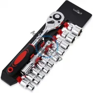 Set chei tubulare cu antrenor, prindere 1/4 “, 4-13mm, Cr-V, 12 piese