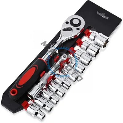 Set chei tubulare cu antrenor, prindere 1/2 “, 10-24mm, Cr-V, 12 piese