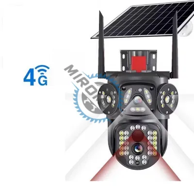 Camera de supraveghere dubla, panou solar, 4G SIM Slot, 4+4 MP HD, 355°, alarma, senzor de miscare, vedere nocturna led ir, microfon Camera de supraveghere dubla, panou solar, 4G SIM Slot, 4+4 MP HD, 355°, alarma, senzor de miscare, vedere nocturna led ir, microfon