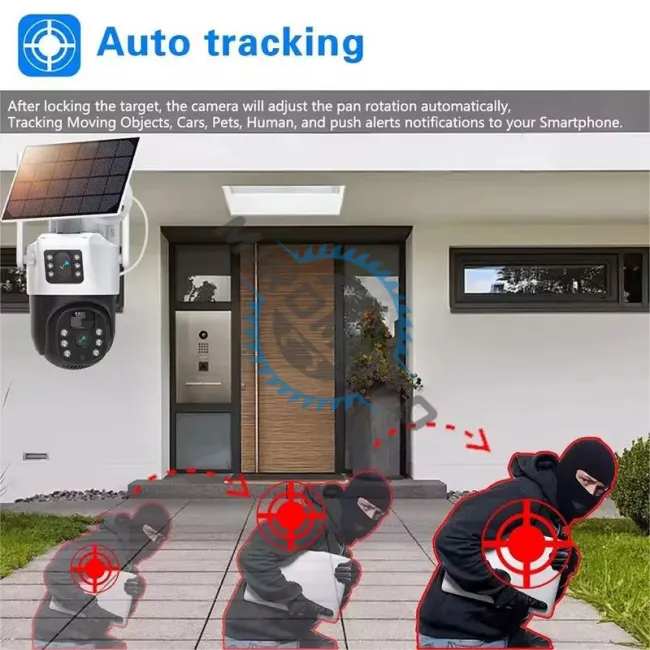 Camera de supraveghere video, panou solar, conexiune WIFI, 6MP, FULL Color Night, 355°, IP66, Zoom, Alarma, microfon, senzor miscare, Smart IR, Miromoto®