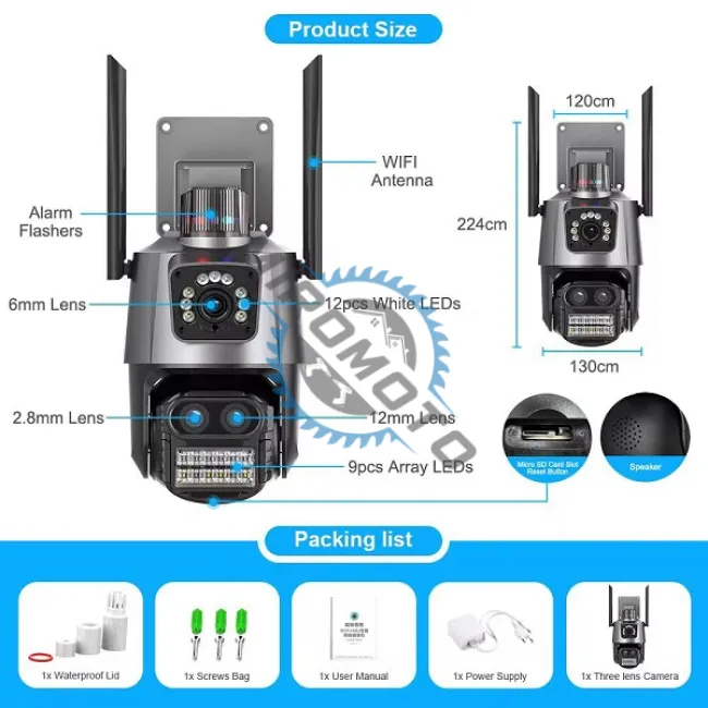 Camera de supraveghere lentila dubla 6 MP, P2P conexiune WIFI 2.4G, rotire 350 grade PTZ cu senzor de miscare, alarma, detectie umana Camera de supraveghere lentila dubla 6 MP, P2P conexiune WIFI 2.4G, rotire 350 grade PTZ cu senzor de miscare, alarma, detectie umana