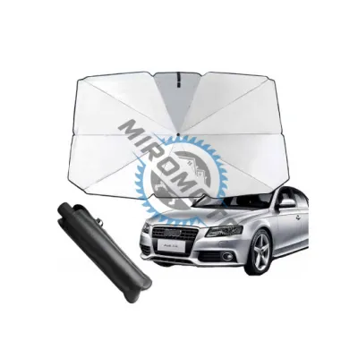 Parasolar auto pliabil pentru parbriz masina, in forma de umbrela, rezistent UV, 125 x 65 cm, Negru