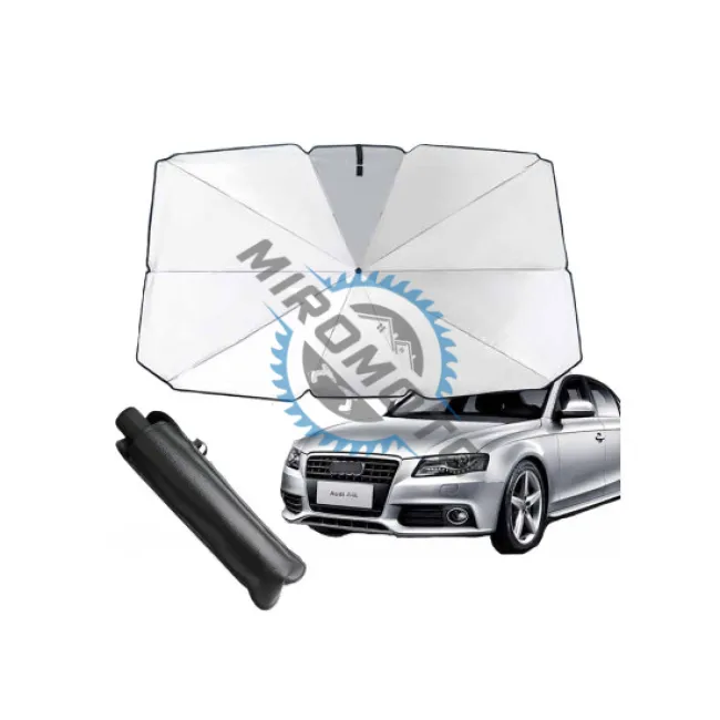 Parasolar auto pliabil pentru parbriz masina, in forma de umbrela, rezistent UV, 125 x 65 cm, Negru