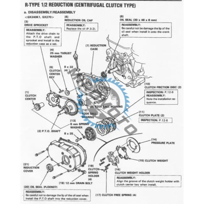 Reductor motosapa / motocultor / Kart 2:1 Gx 160, Gx 200