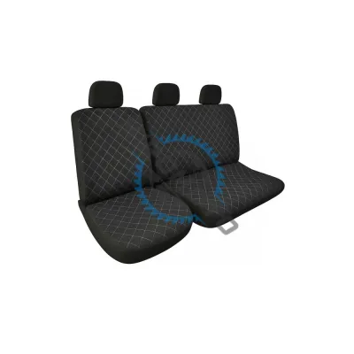Huse auto universale pentru autoutilitare / dube / van-uri, material textil 2+1 pentru scaun sofer + bancheta stanga, model romb, premium, negru-gri