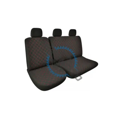 Huse auto universale pentru autoutilitare / dube / van-uri, material textil 2+1 pentru scaun sofer + bancheta stanga, model romb, premium, negru-rosu