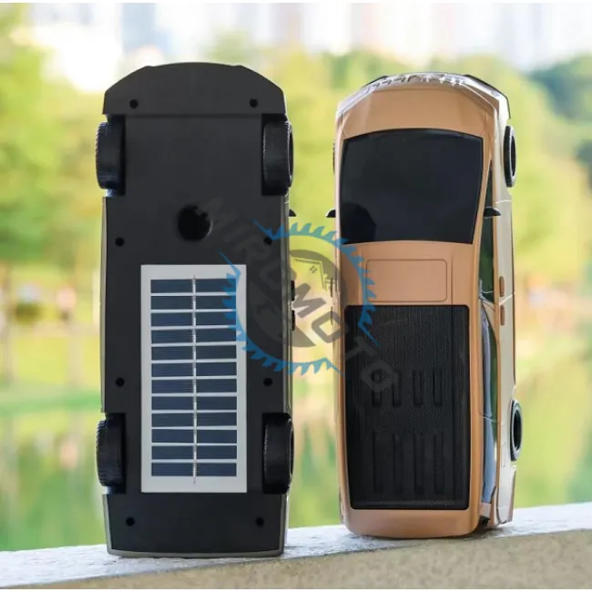 Boxa portabila, 12W, Bluetooth V5.0, Usb, TF Card, 1500mAh, incarcare solara, tip masina, auriu