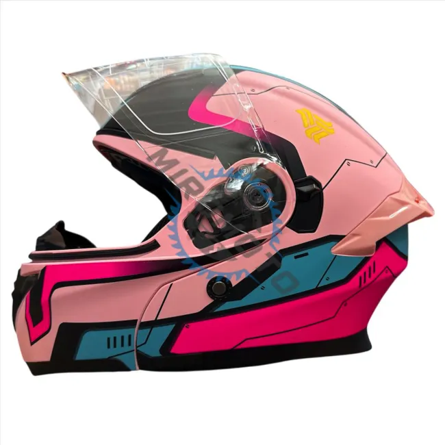 Casca moto flip up cu ochelari de soare, Model Purple Red Flower, marimea L (59-60)