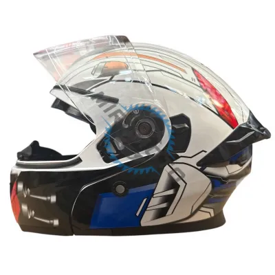 Casca moto flip up cu ochelari de soare, Model Bright Carbon Fiber, marimea M (57-58)