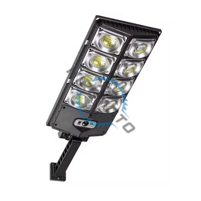 Lampa solara stradala cu panou solar si telecomanda, 80W, suport incorporat, 8 celulele led, rezistent la apa, senzor de miscare si lumina