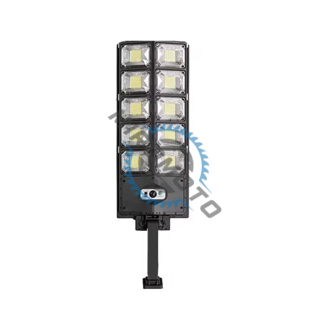 Lampa solara stradala cu panou solar si telecomanda, 100W, suport incorporat, 10 celulele led, rezistent la apa, senzor de miscare si lumina