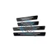 Set 4 protectii praguri auto interior, culoare carbon / dunga alba, autocolante