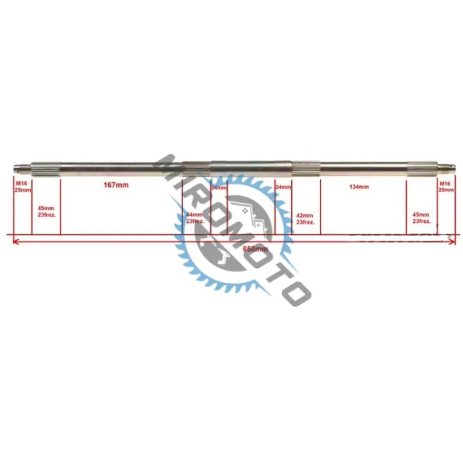 Ax punte spate ansamblu, fara pinion si disc frana, atv 90-110cc