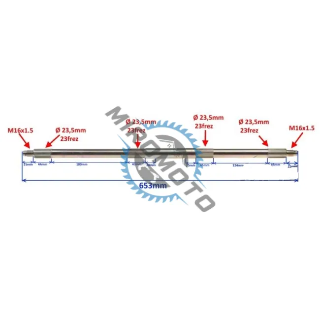 Ax punte spate ansamblu, fara pinion si disc frana, atv 90-110cc, model 2