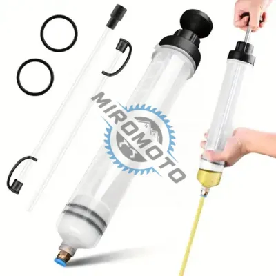 Pompa extractor fluid auto, seringa pentru schimb de ulei cu furtun, aspirator manual de combustibil si umplere, 500ml, transparent, pentru ulei si lichide mecanice