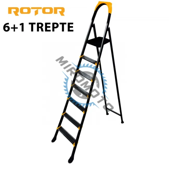 Scara metalica vopsita, 6 trepte + platforma cu sistem antialunecare, Rotor