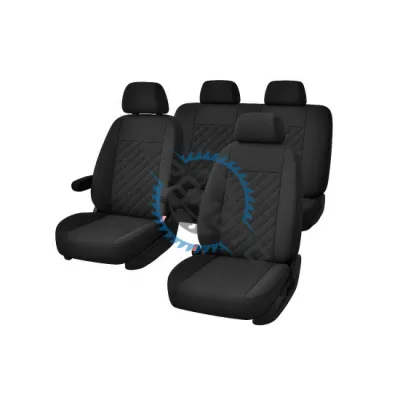 Set huse scaune auto, universale, 9 piese, fata spate, textil, negru, Miromoto®