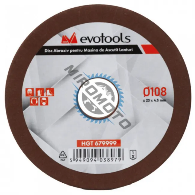 Disc pentru masina de ascutit lant drujba, 108x23x4.5 mm, Evotools 679999