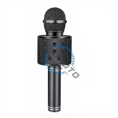 Microfon karaoke cu bluetooth si boxa incorporata, compatibil Android si IOS, acumulator integrat, negru