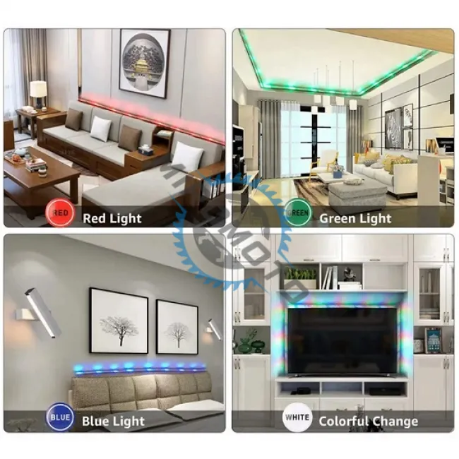 Banda led 5 metri, 12v cu adaptor, lumina RGB, telecomanda, adeziva