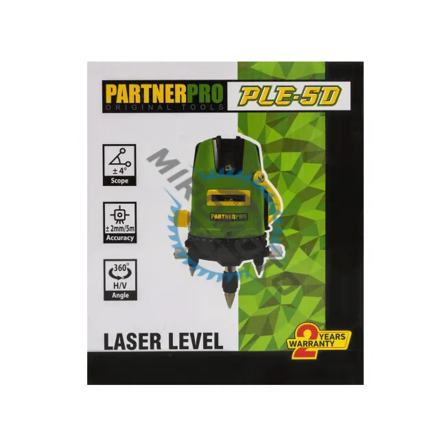 Nivela laser 5 linii, 40m, ±2mm/5m, si 2 acumulatori, PARTNER PRO PLE-5D 14624 Nivela laser 5 linii, 40m, ±2mm/5m, si 2 acumulatori, PARTNER PRO PLE-5D 14624