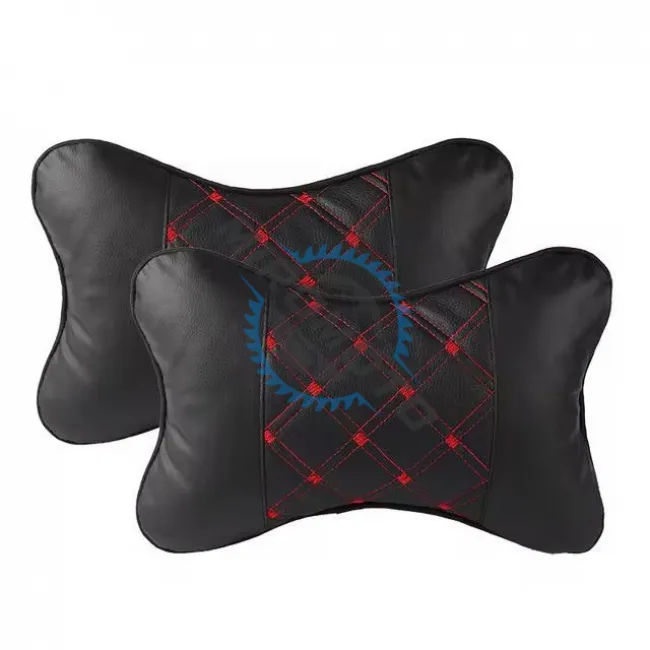Set 2 pernute tetiere auto, piele ecologica, negru/rosu Set 2 pernute tetiere auto, piele ecologica, negru/rosu