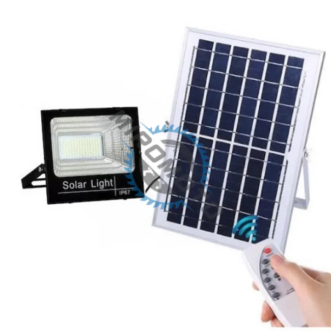 Proiector cu panou solar Jortan, 200 W, IP67, 6500 K, cu telecomanda inclusa si senzor de lumina Proiector cu panou solar Jortan, 200 W, IP67, 6500 K, cu telecomanda inclusa si senzor de lumina