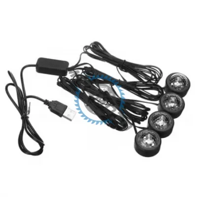 Set 4 lumini auto ambientale, interior, USB, LED RGB Set 4 lumini auto ambientale, interior, USB, LED RGB
