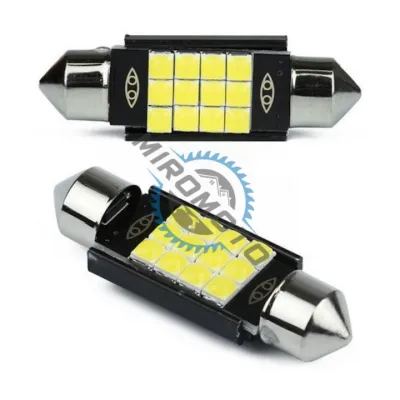 Set 2X Becuri Led Auto, Pentru Numar Inmatriculare, Portbagaj, Plafoniera, C5W, 12V, 41mm, Alb